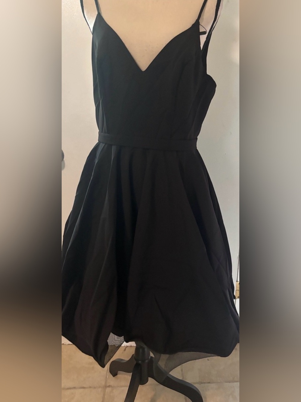Mac Duggal Little Black Spaghetti Strap Skater Dress